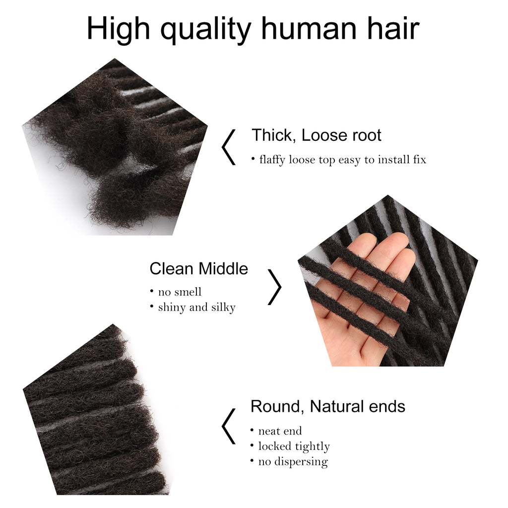 Orientfashion 100% Human Hair Sister Locks Extensions Natural Dreadlocks Hair Extension for Weave Wig Thickening 0.4cm microlocs