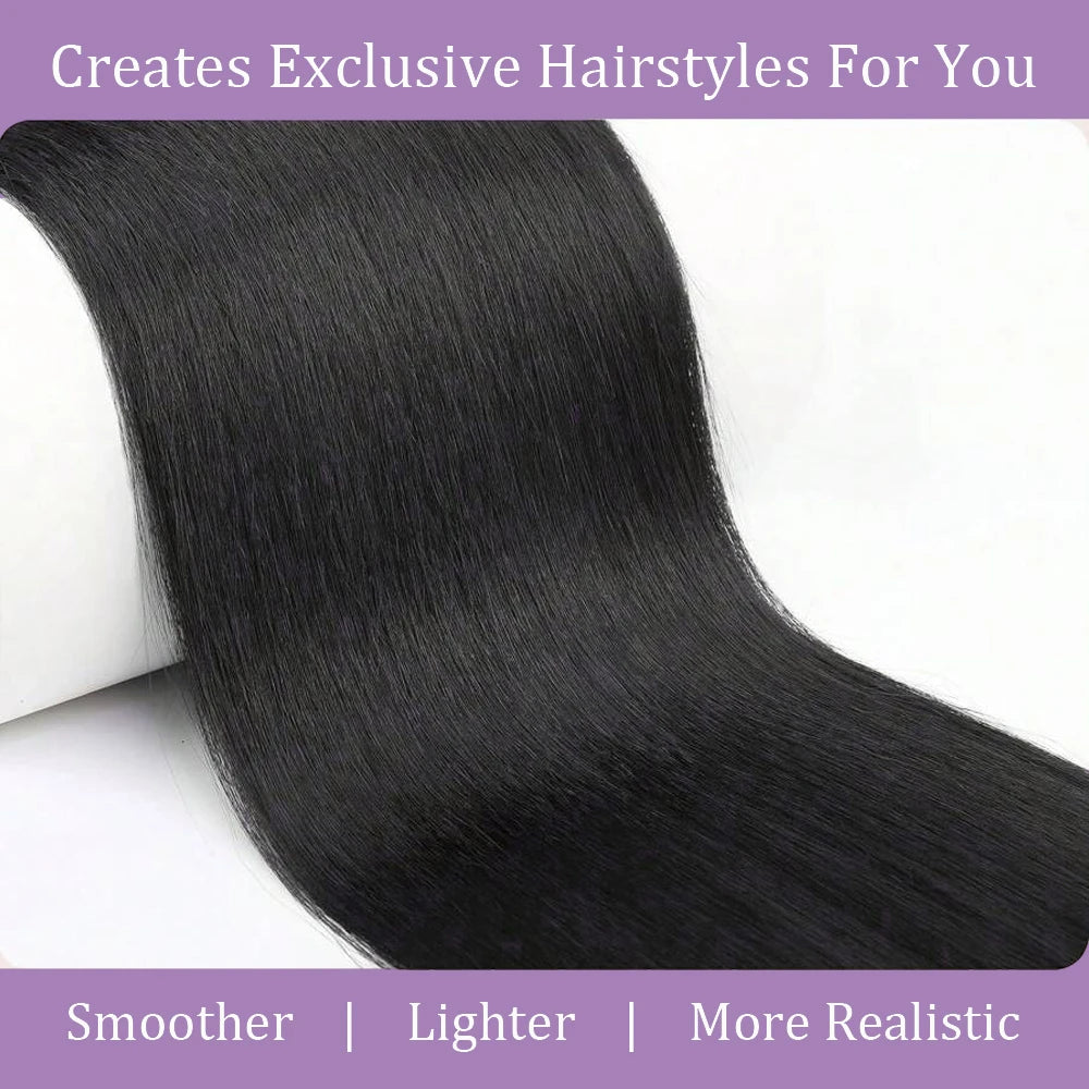 Straight Drawstring Ponytail 100% Human Hair Extensions Ponytail With Clips Natural Black Wrap Around Ponytail For Women