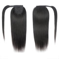 Straight Drawstring Ponytail 100% Human Hair Extensions Ponytail With Clips Natural Black Wrap Around Ponytail For Women