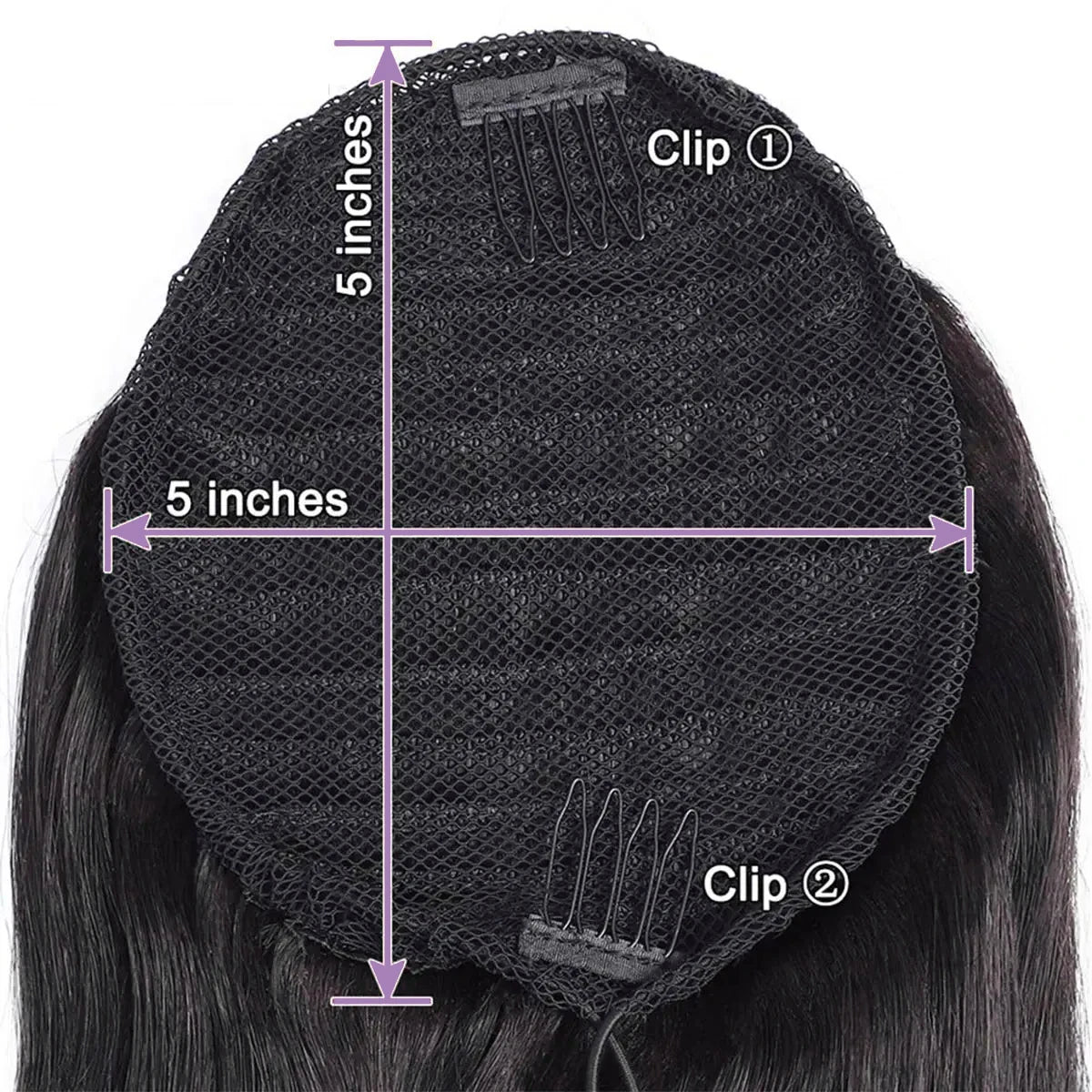Straight Drawstring Ponytail 100% Human Hair Extensions Ponytail With Clips Natural Black Wrap Around Ponytail For Women